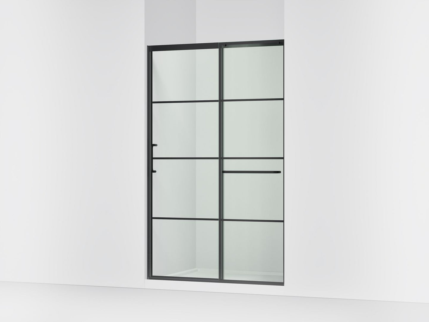 KOHLER K-707613-8G79 Elate Sliding shower door, 75-1/2" H x 44-1/4 - 47-5/8" W, with heavy 5/16" thick Crystal Clear glass with rectangular grille pattern