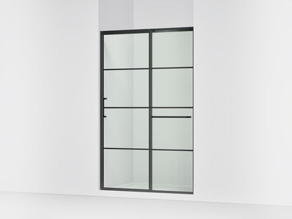 KOHLER K-707613-8G79 Elate Sliding shower door, 75-1/2" H x 44-1/4 - 47-5/8" W, with heavy 5/16" thick Crystal Clear glass with rectangular grille pattern
