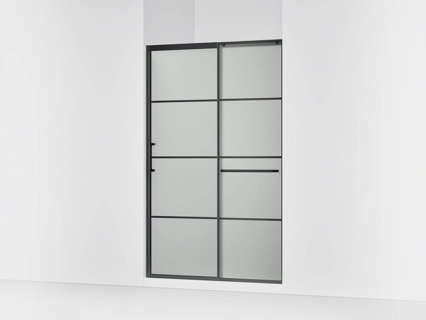 KOHLER K-707613-8G80 Elate Sliding shower door, 75-1/2" H x 44-1/4 - 47-5/8" W, with heavy 5/16" thick Frosted glass with rectangular grille pattern