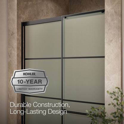 KOHLER K-707613-8G80 Elate Sliding shower door, 75-1/2" H x 44-1/4 - 47-5/8" W, with heavy 5/16" thick Frosted glass with rectangular grille pattern