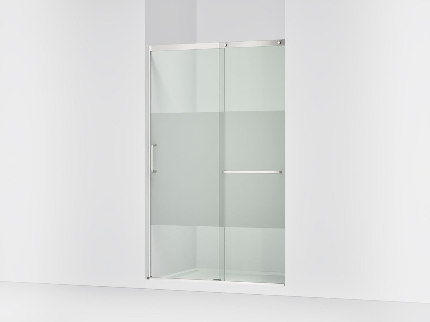KOHLER K-707613-8G81 Elate Sliding shower door, 75-1/2" H x 44-1/4 - 47-5/8" W, with heavy 5/16" thick Crystal Clear glass with privacy band