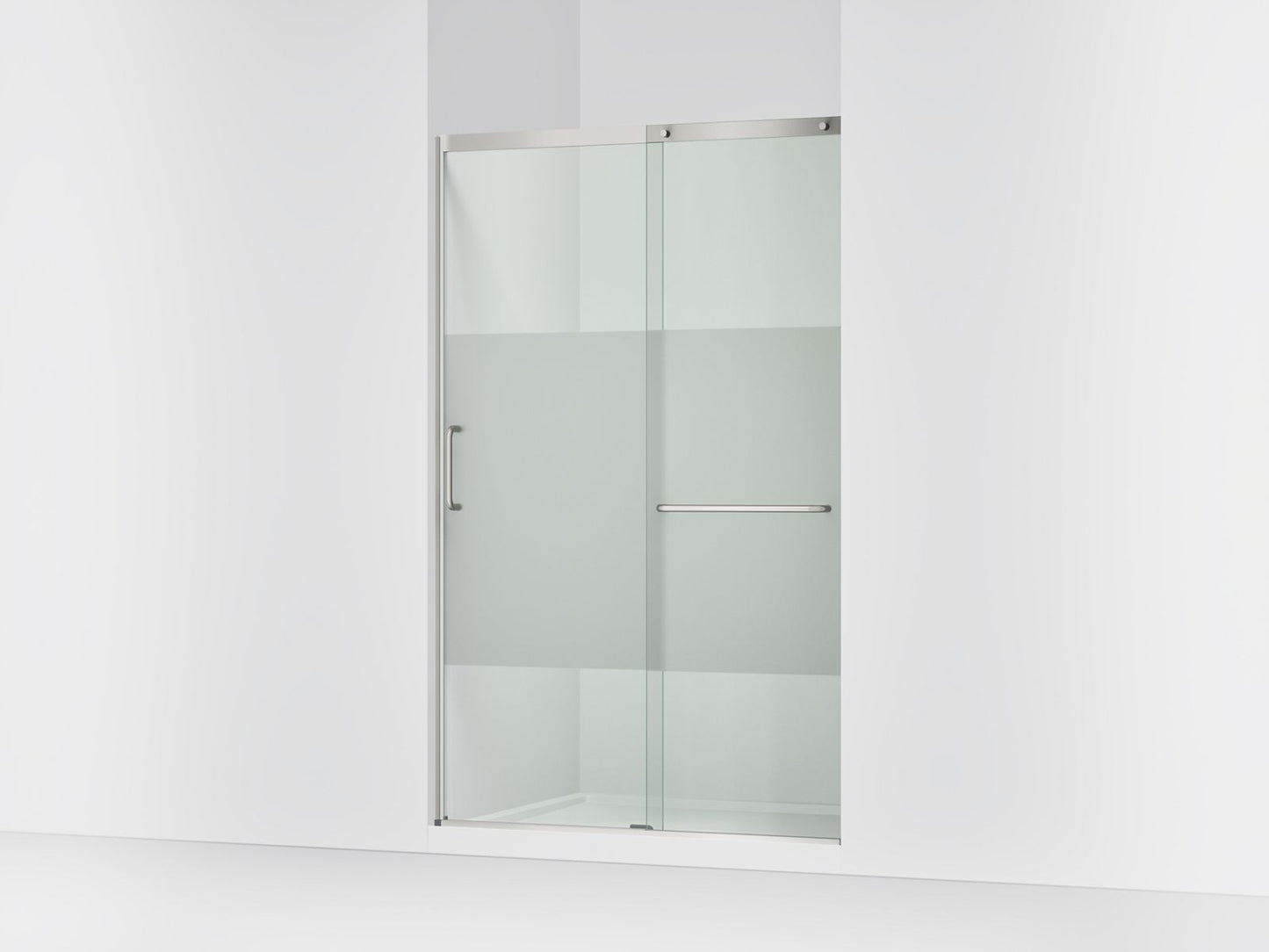 KOHLER K-707613-8G81 Elate Sliding shower door, 75-1/2" H x 44-1/4 - 47-5/8" W, with heavy 5/16" thick Crystal Clear glass with privacy band