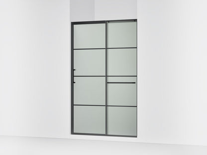 KOHLER K-707614-8G80 Elate Sliding shower door, 75-1/2" H x 50-1/4 - 53-5/8" W, with heavy 5/16" thick Frosted glass with rectangular grille pattern