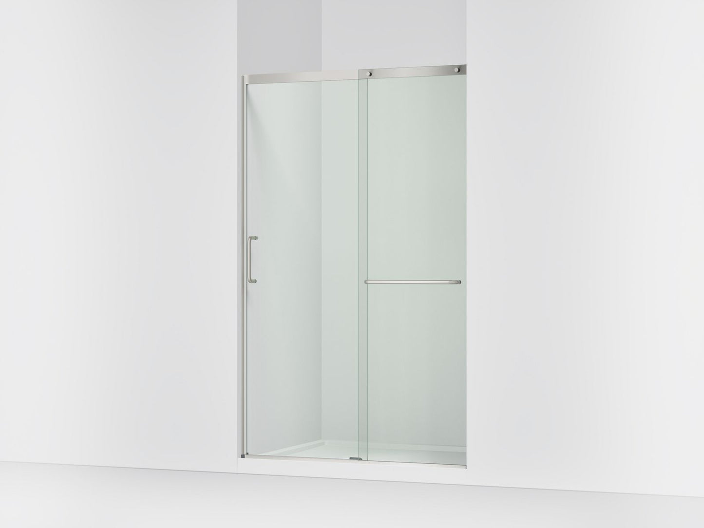 KOHLER K-707614-8L Elate Sliding shower door, 75-1/2" H x 50-1/4 - 53-5/8" W, with heavy 5/16" thick Crystal Clear glass