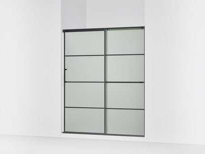 KOHLER K-707615-8G80 Elate Sliding shower door, 75-1/2" H x 56-1/4 - 59-5/8" W, with heavy 5/16" thick Frosted glass with rectangular grille pattern
