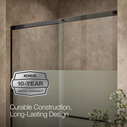 KOHLER K-707615-8G81 Elate Sliding shower door, 75-1/2" H x 56-1/4 - 59-5/8" W, with heavy 5/16" thick Crystal Clear glass with privacy band