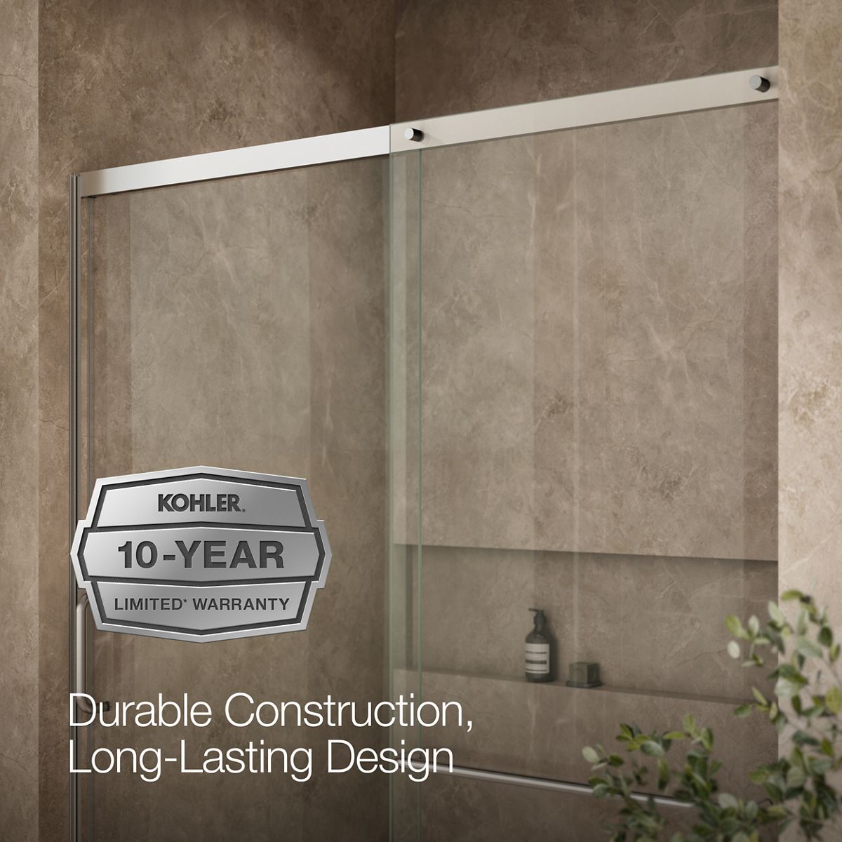 KOHLER K-707615-8L Elate Tall 75-1/2" H sliding shower door with 5/16"-thick glass