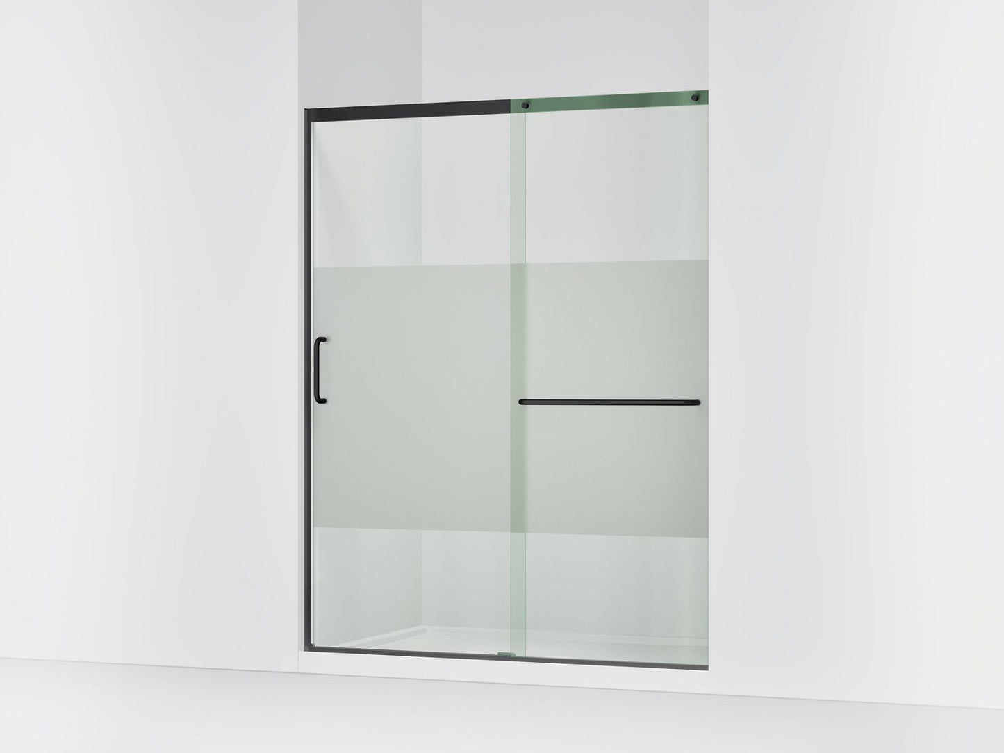 KOHLER K-707616-8G81 Elate Sliding shower door, 75-1/2" H x 62-1/4 - 65-5/8" W with heavy 5/16" thick Crystal Clear glass with privacy band