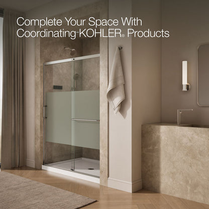 KOHLER K-707616-8G81 Elate Sliding shower door, 75-1/2" H x 62-1/4 - 65-5/8" W with heavy 5/16" thick Crystal Clear glass with privacy band