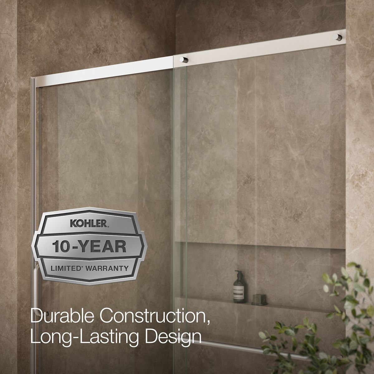 KOHLER K-707616-8L Elate Sliding shower door, 75-1/2" H x 62-1/4 - 65-5/8" W, with heavy 5/16" thick Crystal Clear glass