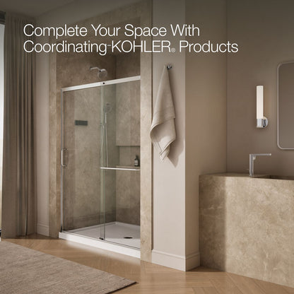 KOHLER K-707616-8L Elate Sliding shower door, 75-1/2" H x 62-1/4 - 65-5/8" W, with heavy 5/16" thick Crystal Clear glass