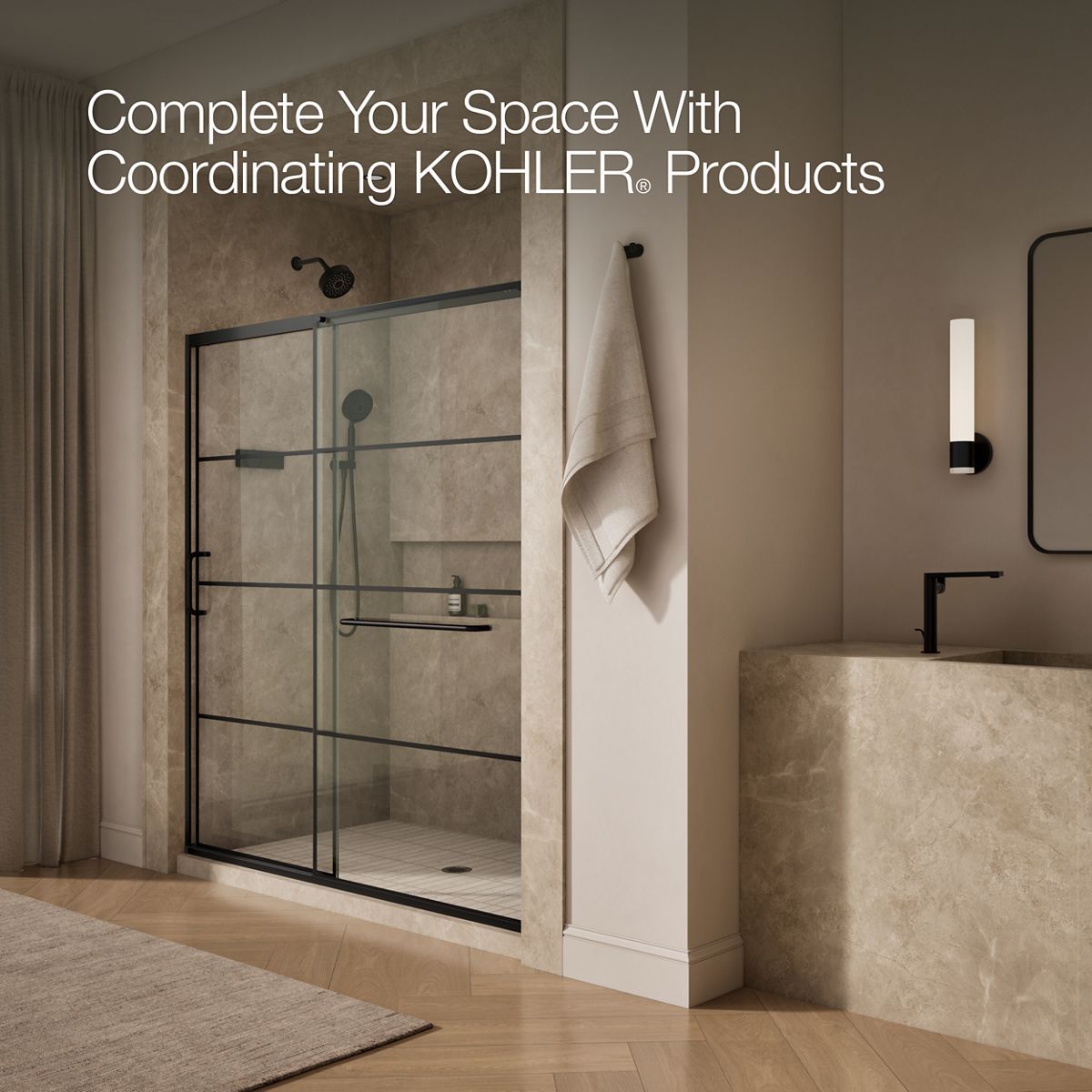 KOHLER K-707617-8G79 Elate Sliding shower door, 75-1/2" H x 68-1/4 - 71-5/8" W, with heavy 5/16" thick Crystal Clear...