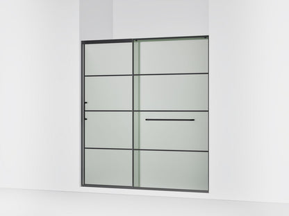 KOHLER K-707617-8G80 Elate Sliding shower door, 75-1/2" H x 68-1/4 - 71-5/8" W, with heavy 5/16" thick Frosted glass with rectangular grille pattern