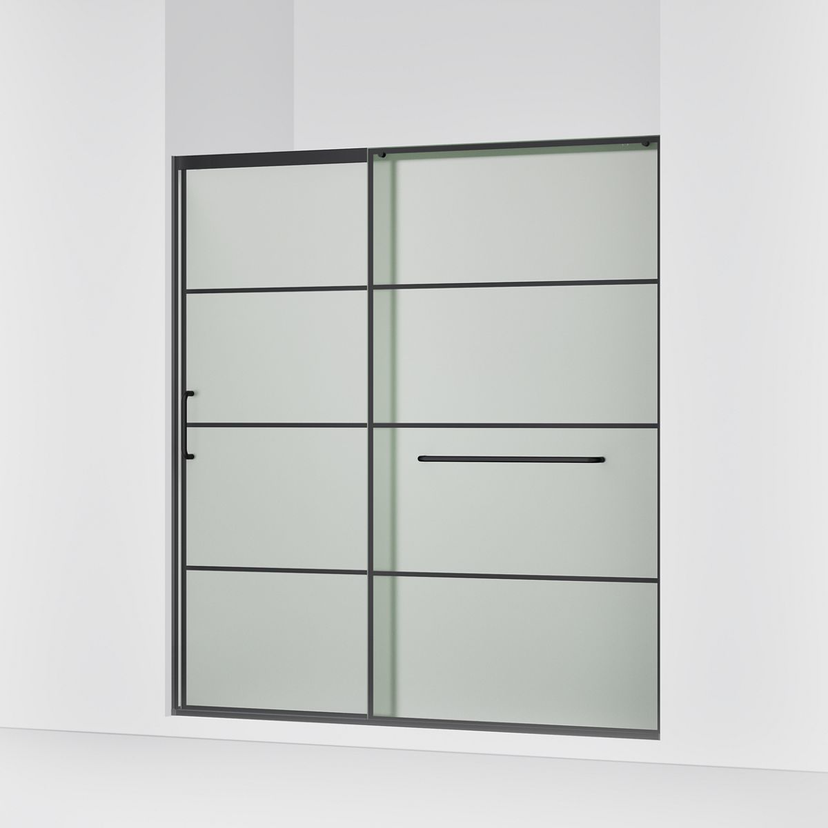 KOHLER K-707617-8G80 Elate Sliding shower door, 75-1/2" H x 68-1/4 - 71-5/8" W, with heavy 5/16" thick Frosted glass with rectangular grille pattern