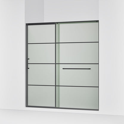 KOHLER K-707617-8G80 Elate Sliding shower door, 75-1/2" H x 68-1/4 - 71-5/8" W, with heavy 5/16" thick Frosted glass with rectangular grille pattern