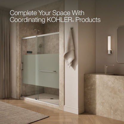 KOHLER K-707617-8G81 Elate Sliding shower door, 75-1/2" H x 68-1/4 - 71-5/8" W, with heavy 5/16" thick Crystal Clear glass with privacy band