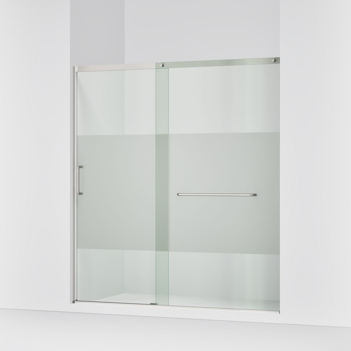 KOHLER K-707617-8G81 Elate Sliding shower door, 75-1/2" H x 68-1/4 - 71-5/8" W, with heavy 5/16" thick Crystal Clear glass with privacy band