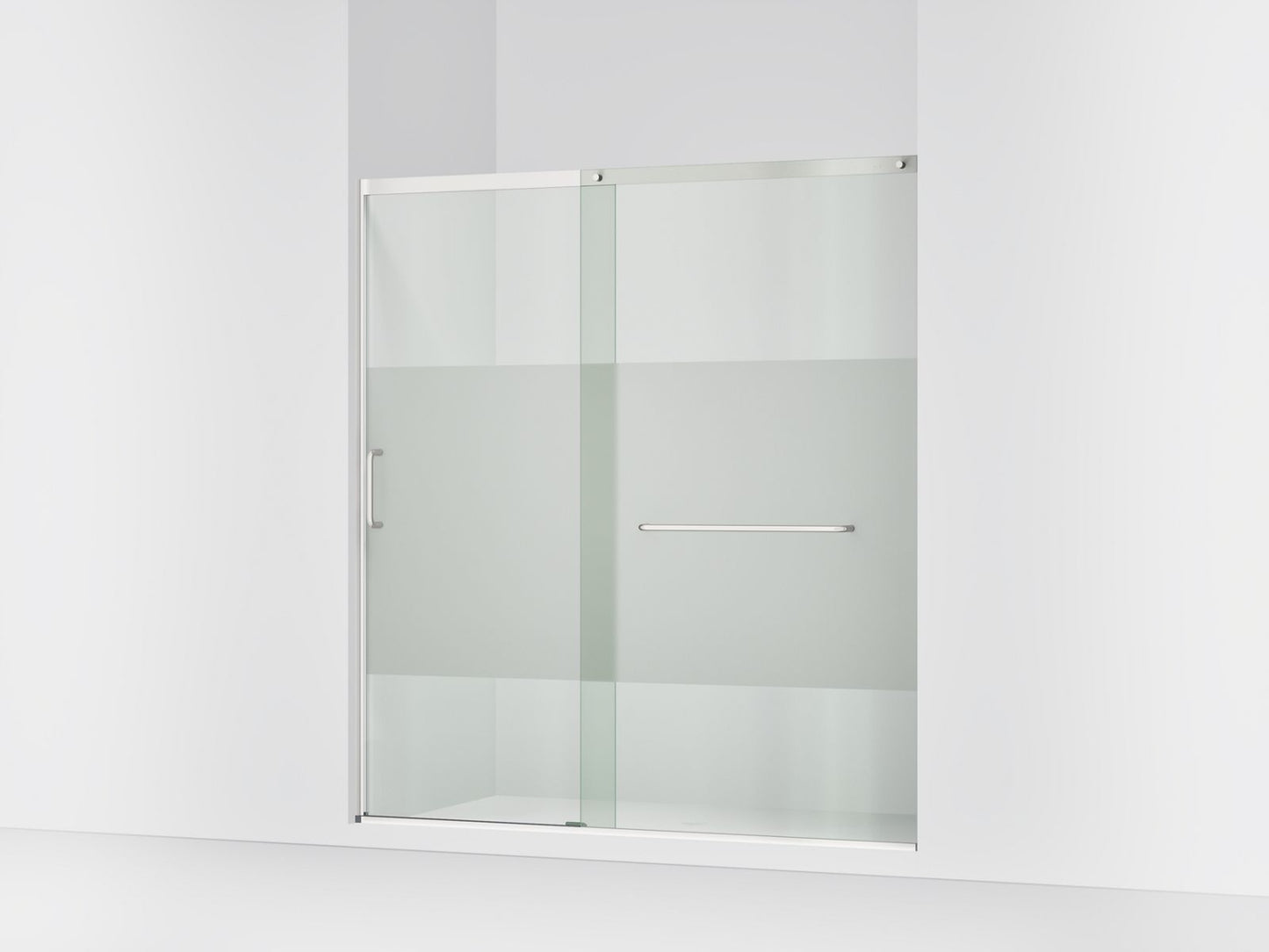 KOHLER K-707617-8G81 Elate Sliding shower door, 75-1/2" H x 68-1/4 - 71-5/8" W, with heavy 5/16" thick Crystal Clear glass with privacy band