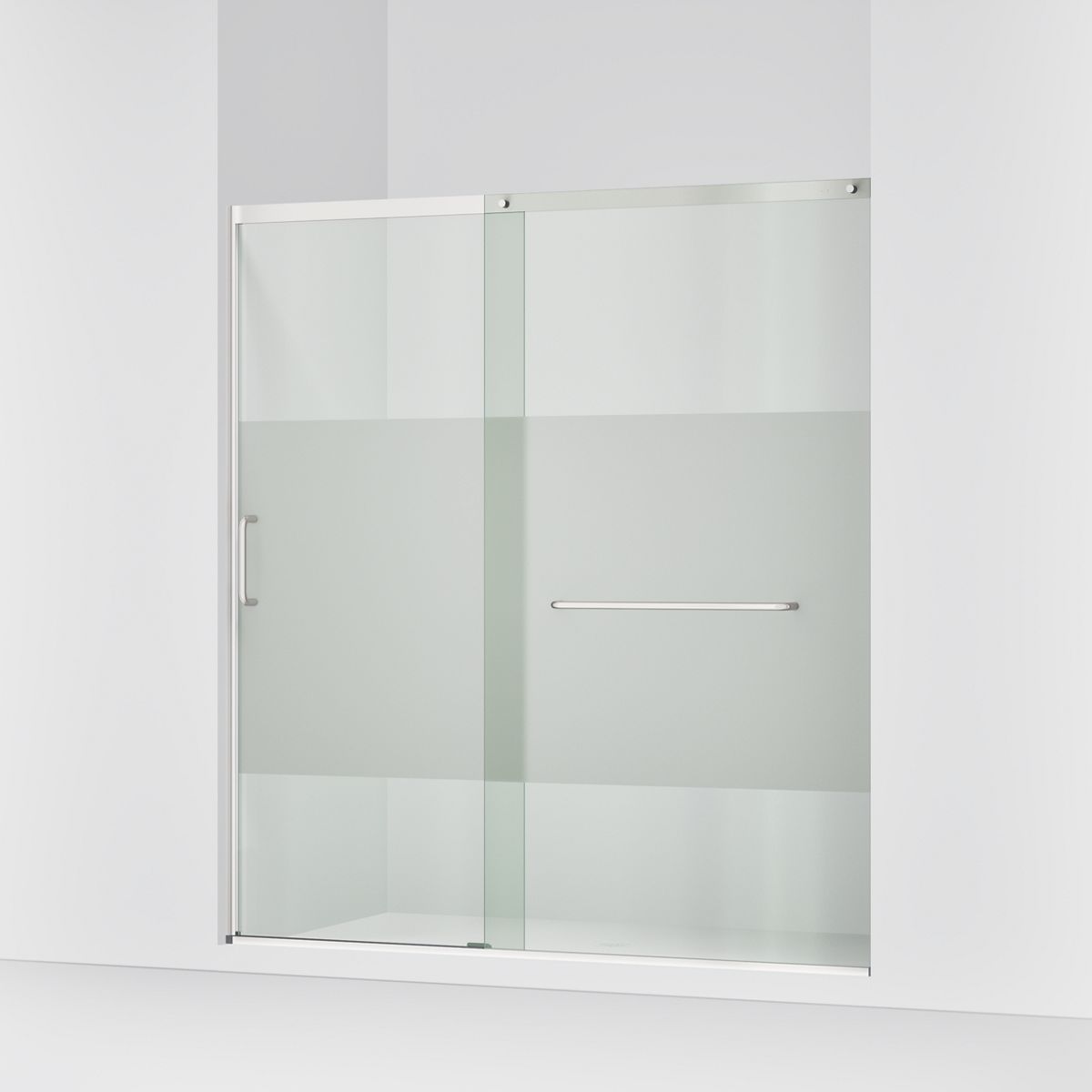 KOHLER K-707617-8G81 Elate Sliding shower door, 75-1/2" H x 68-1/4 - 71-5/8" W, with heavy 5/16" thick Crystal Clear glass with privacy band