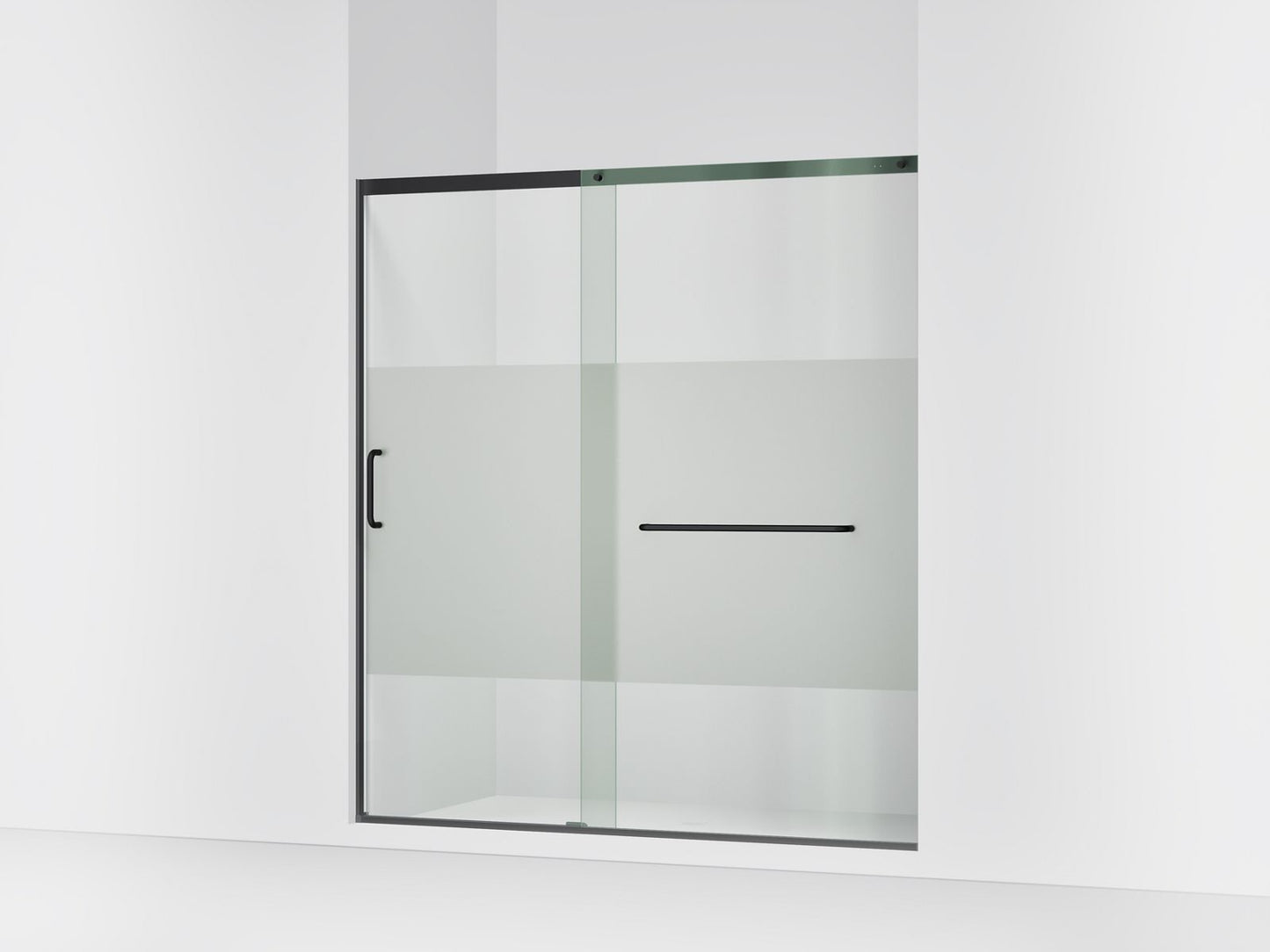 KOHLER K-707617-8G81 Elate Sliding shower door, 75-1/2" H x 68-1/4 - 71-5/8" W, with heavy 5/16" thick Crystal Clear glass with privacy band