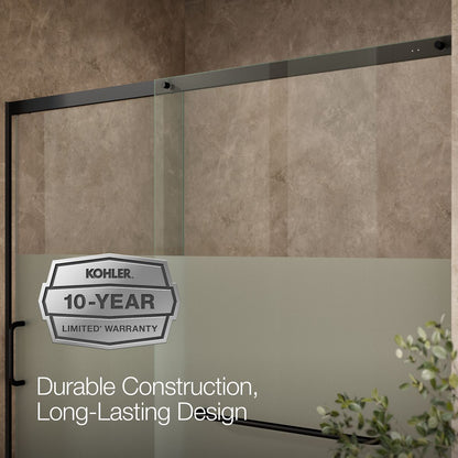 KOHLER K-707617-8G81 Elate Sliding shower door, 75-1/2" H x 68-1/4 - 71-5/8" W, with heavy 5/16" thick Crystal Clear glass with privacy band