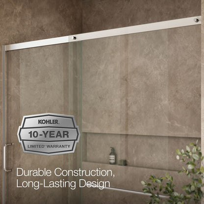 KOHLER K-707617-8L Elate Sliding shower door, 75-1/2" H x 68-1/4 - 71-5/8" W, with heavy 5/16" thick Crystal Clear glass