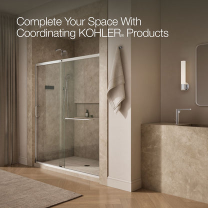 KOHLER K-707617-8L Elate Sliding shower door, 75-1/2" H x 68-1/4 - 71-5/8" W, with heavy 5/16" thick Crystal Clear glass