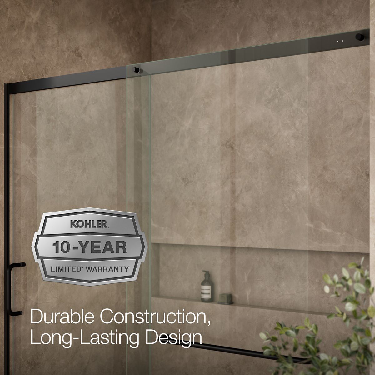 KOHLER K-707617-8L Elate Sliding shower door, 75-1/2" H x 68-1/4 - 71-5/8" W, with heavy 5/16" thick Crystal Clear glass