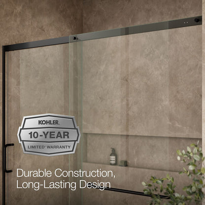 KOHLER K-707617-8L Elate Sliding shower door, 75-1/2" H x 68-1/4 - 71-5/8" W, with heavy 5/16" thick Crystal Clear glass