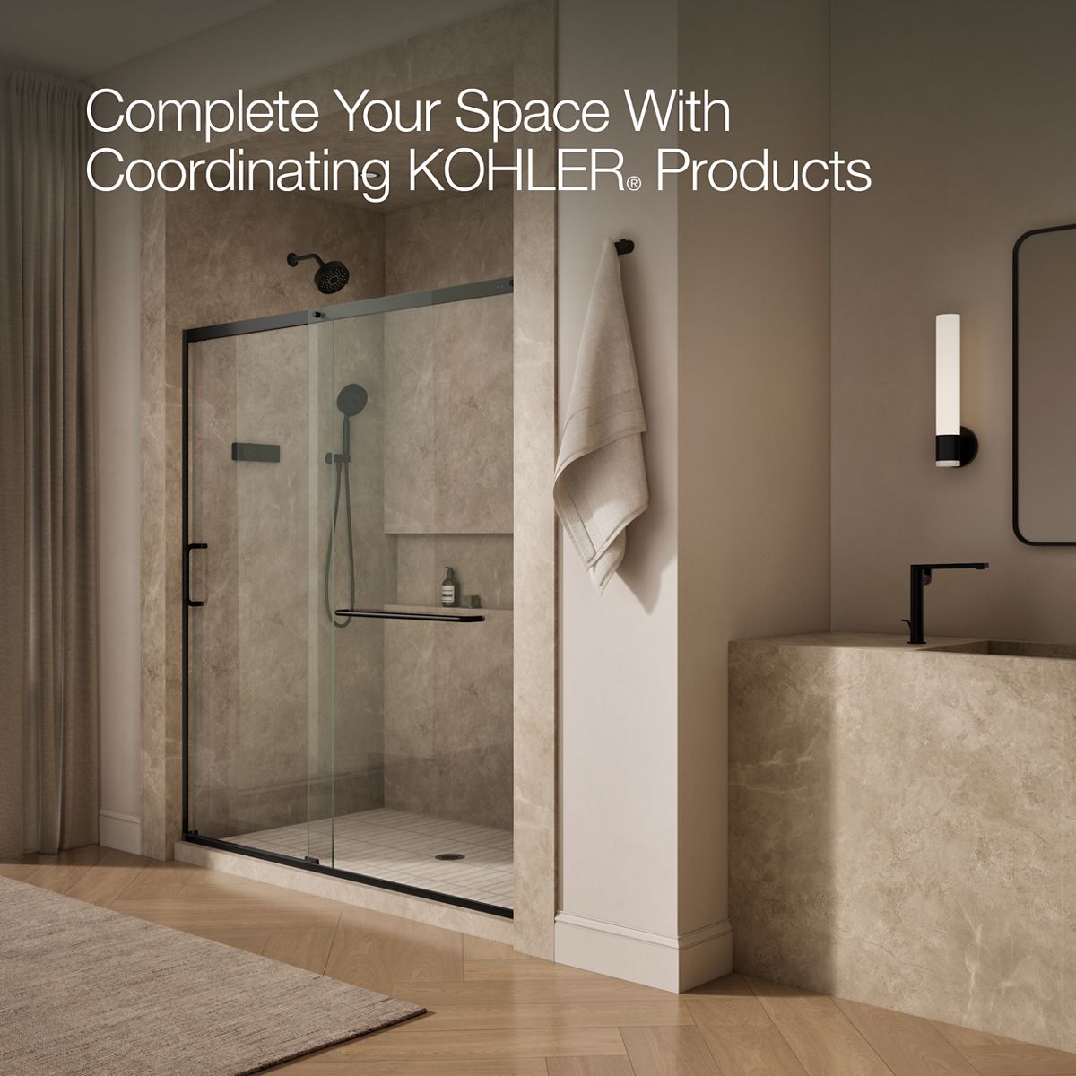 KOHLER K-707617-8L Elate Sliding shower door, 75-1/2" H x 68-1/4 - 71-5/8" W, with heavy 5/16" thick Crystal Clear glass