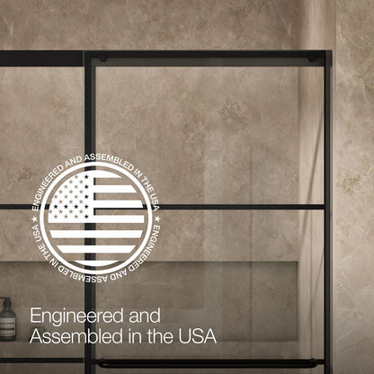 KOHLER K-707618-8G79 Elate Sliding bath door, 56-3/4" H x 56-1/4 - 59-5/8" W with heavy 5/16" thick Crystal Clear glass with rectangular grille pattern