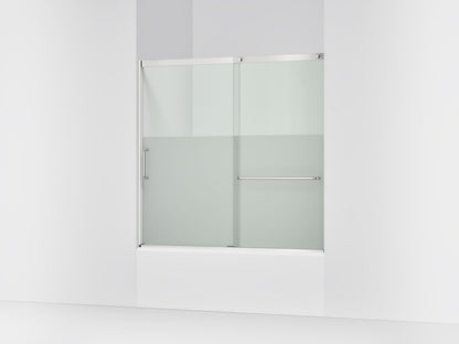 KOHLER K-707618-8G81 Elate Sliding bath door, 56-3/4" H x 56-1/4 - 59-5/8" W with heavy 5/16" thick Crystal Clear glass with privacy band