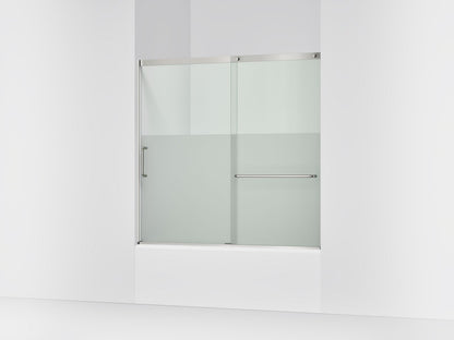 KOHLER K-707618-8G81 Elate Sliding bath door, 56-3/4" H x 56-1/4 - 59-5/8" W with heavy 5/16" thick Crystal Clear glass with privacy band