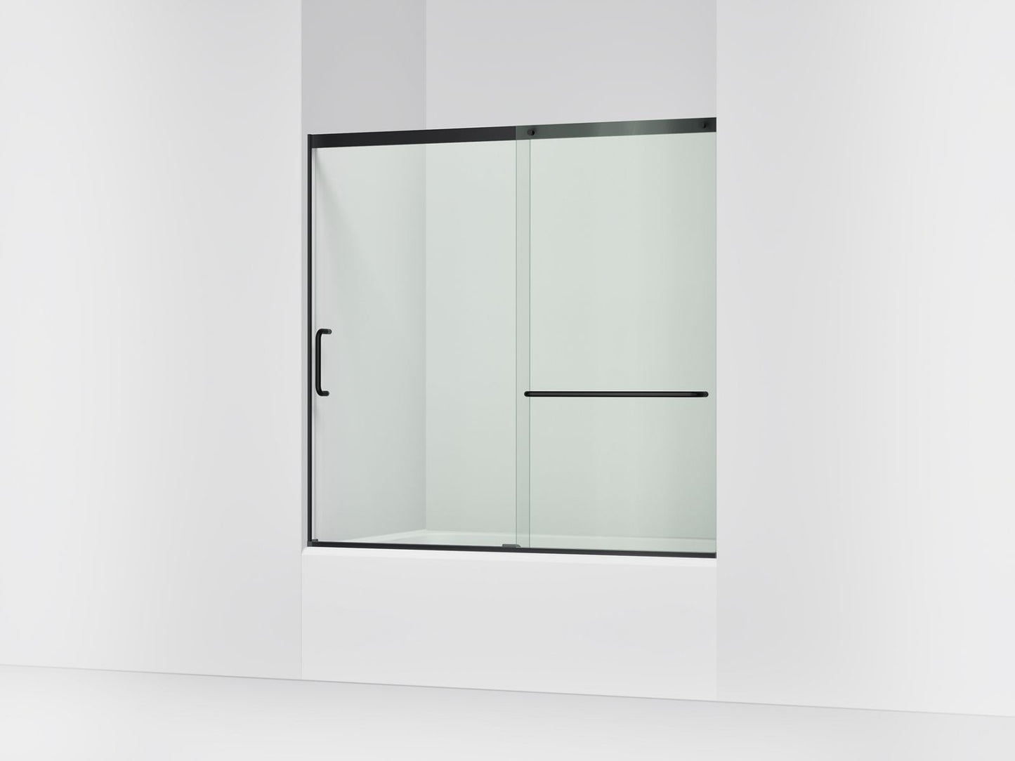 KOHLER K-707618-8L Elate Sliding bath door, 56-3/4" H x 56-1/4 - 59-5/8" W with heavy 5/16" thick Crystal Clear glass,...