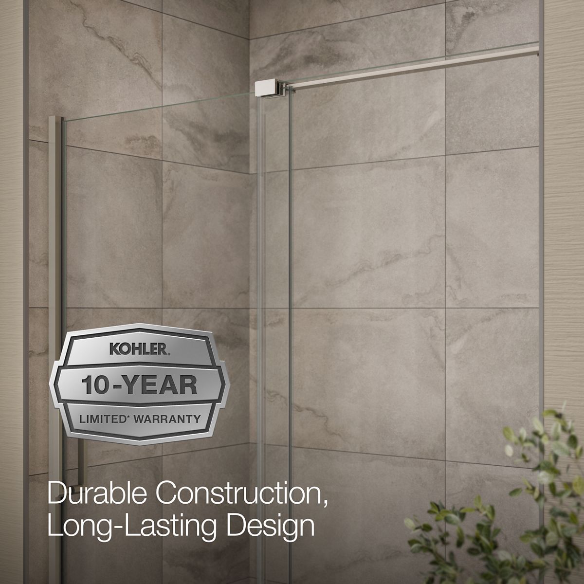 KOHLER K-707623-8L Echelon Sliding bath door, 58-1/4" H x 55-3/4 - 59-3/4" W, with 5/16" thick Crystal Clear glass