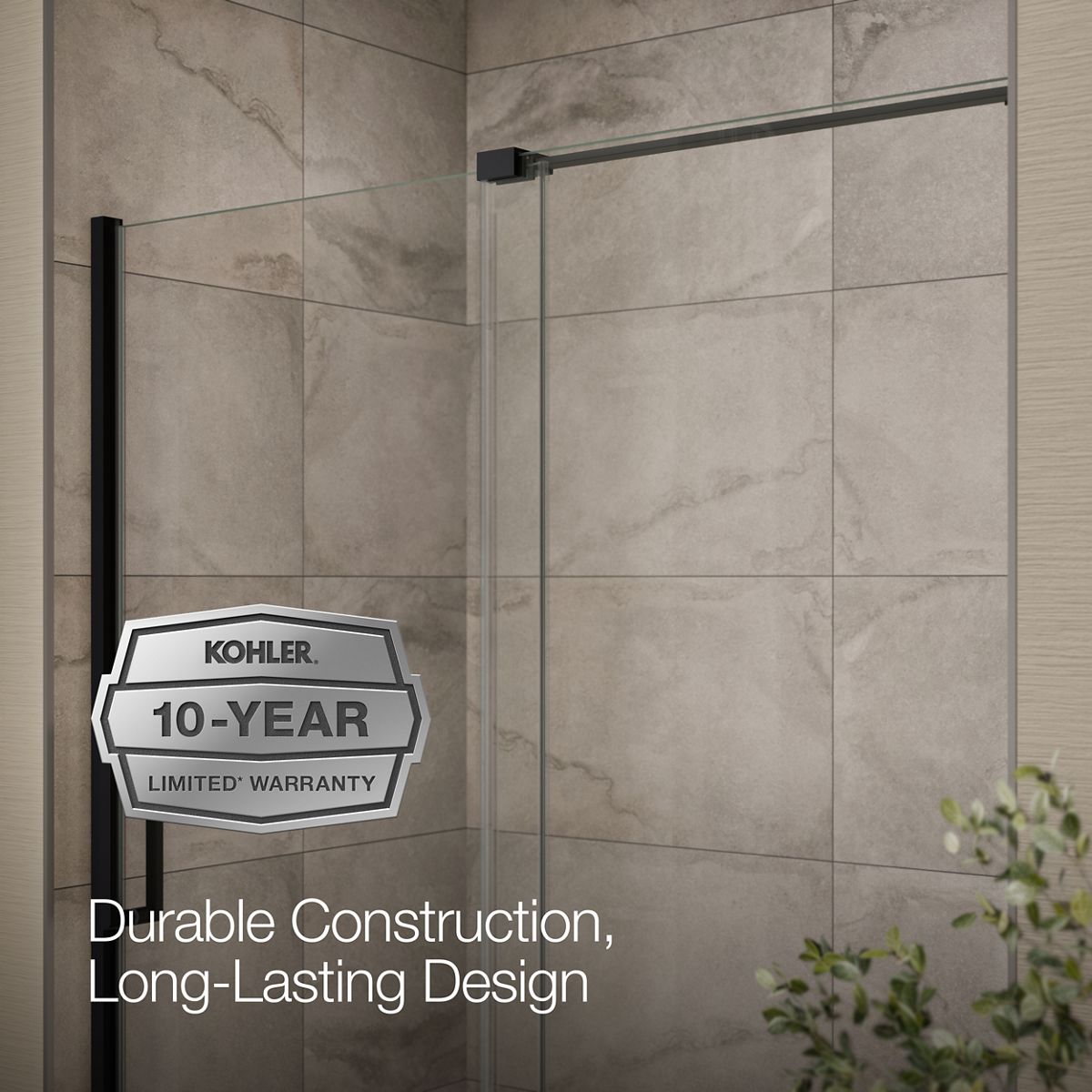KOHLER K-707623-8L Echelon Sliding bath door, 58-1/4" H x 55-3/4 - 59-3/4" W, with 5/16" thick Crystal Clear glass