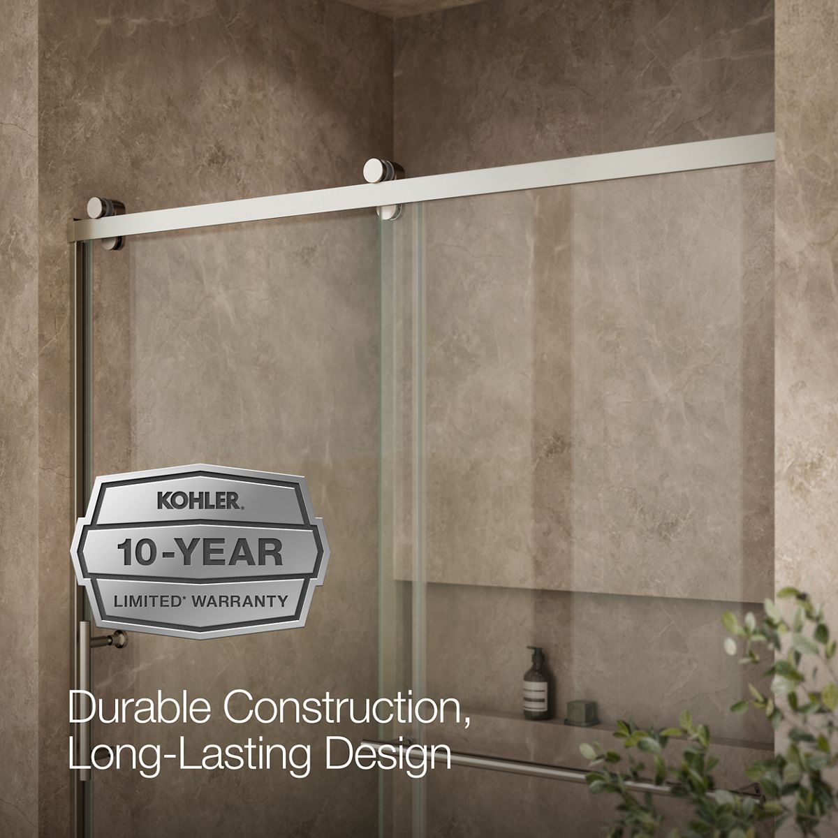 KOHLER K-709081-10L Rely 77" H sliding shower door with 3/8"-thick glass
