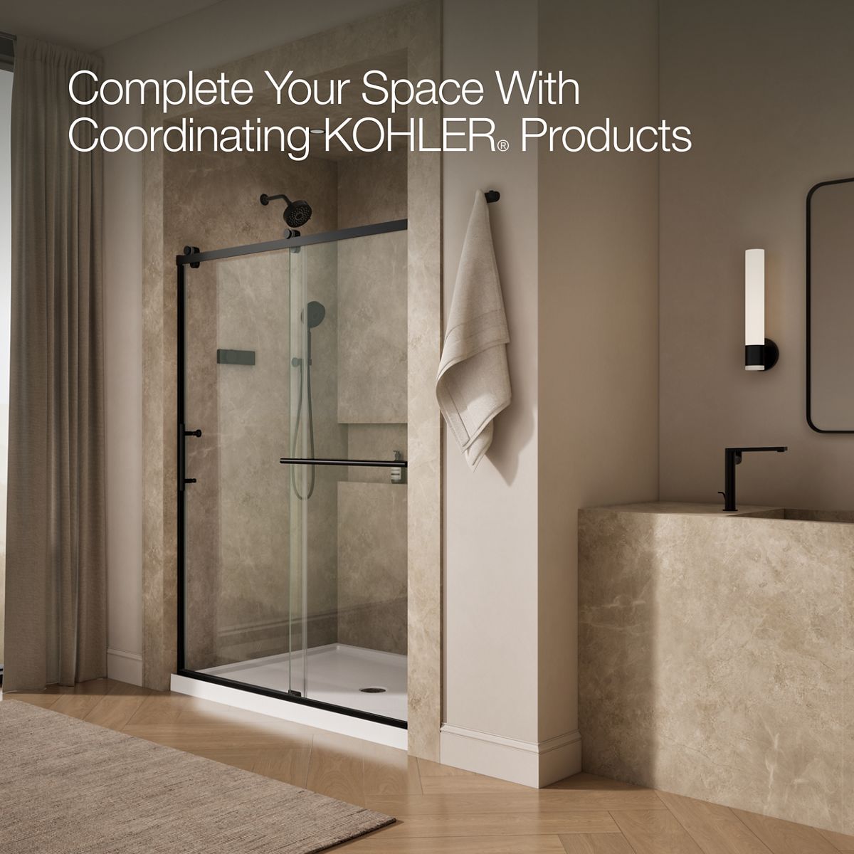 KOHLER K-709081-10L Rely 77" H sliding shower door with 3/8"-thick glass
