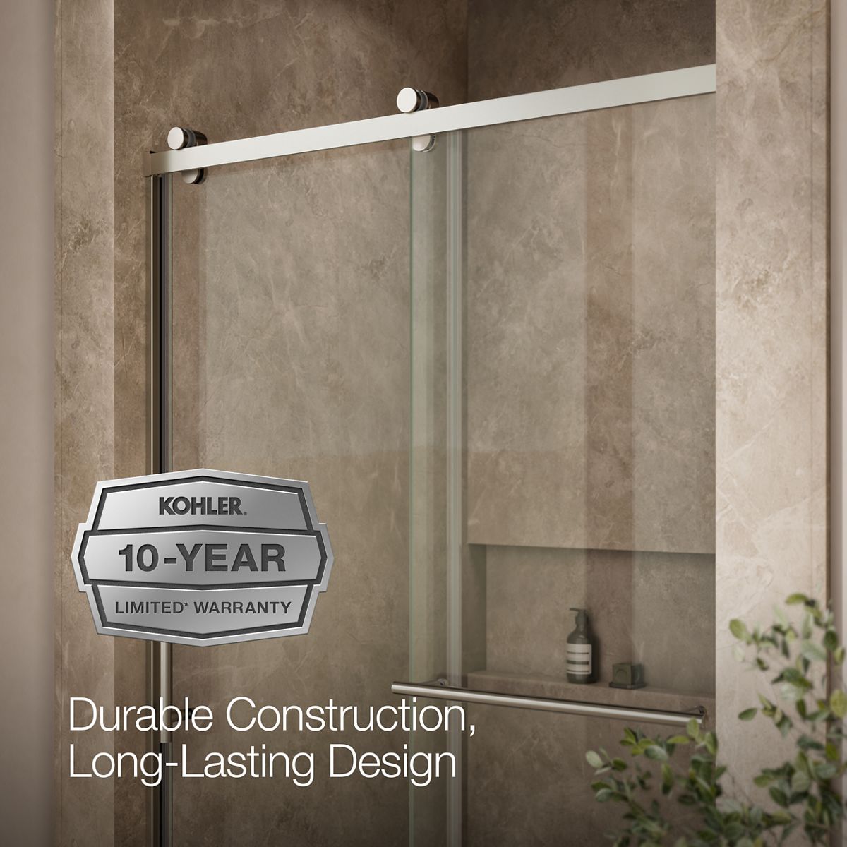KOHLER K-709082-10L Rely 77" H sliding shower door with 3/8"-thick glass