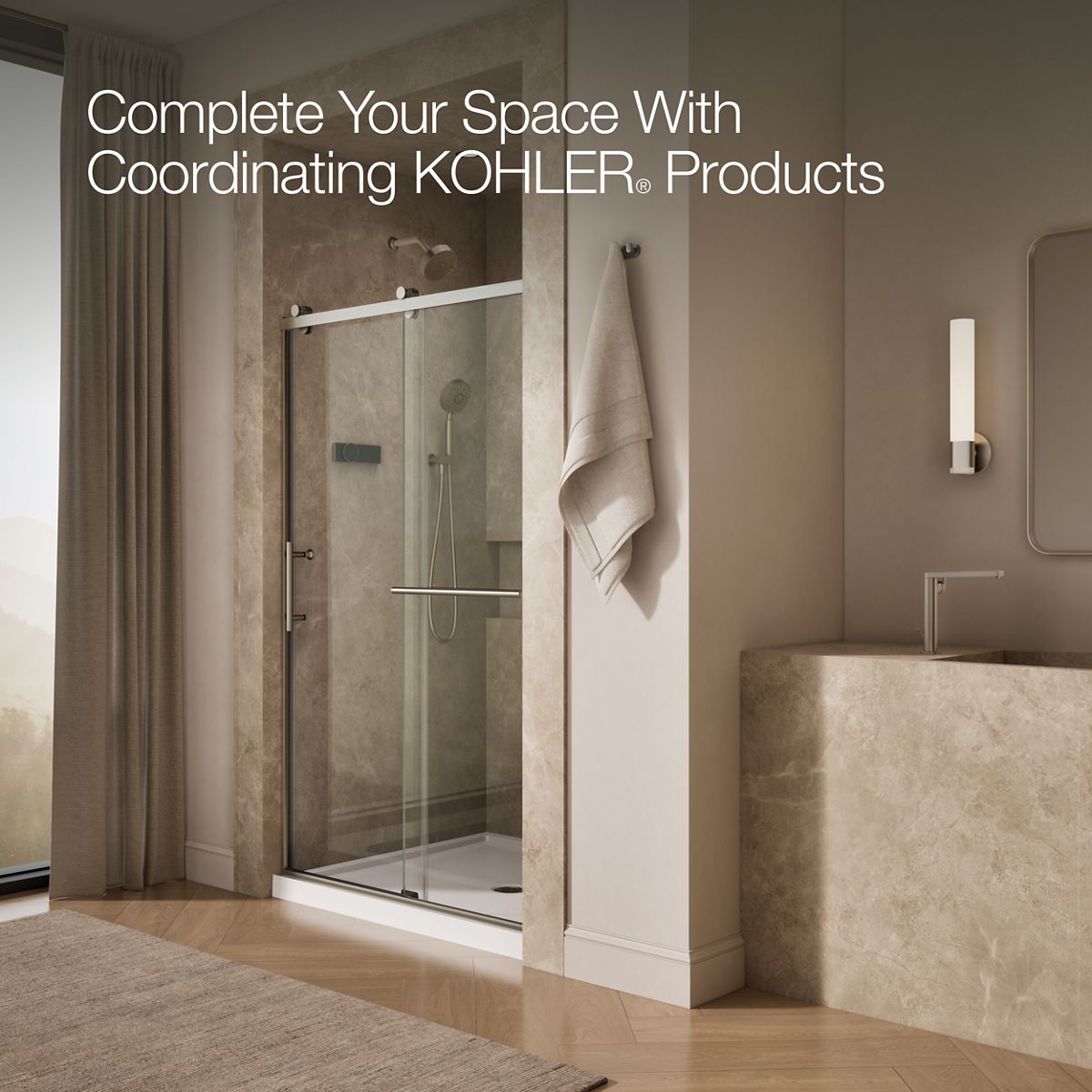 KOHLER K-709082-10L Rely 77" H sliding shower door with 3/8"-thick glass