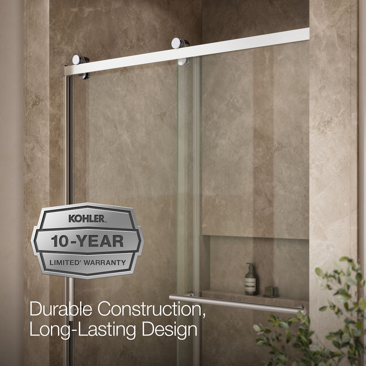 KOHLER K-709082-10L Rely 77" H sliding shower door with 3/8"-thick glass
