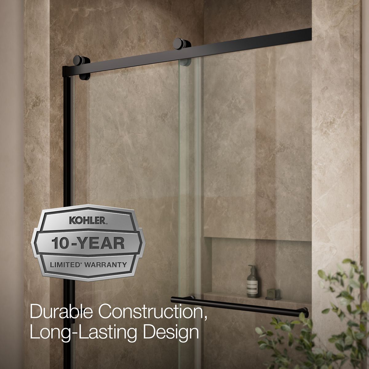 KOHLER K-709082-10L Rely 77" H sliding shower door with 3/8"-thick glass