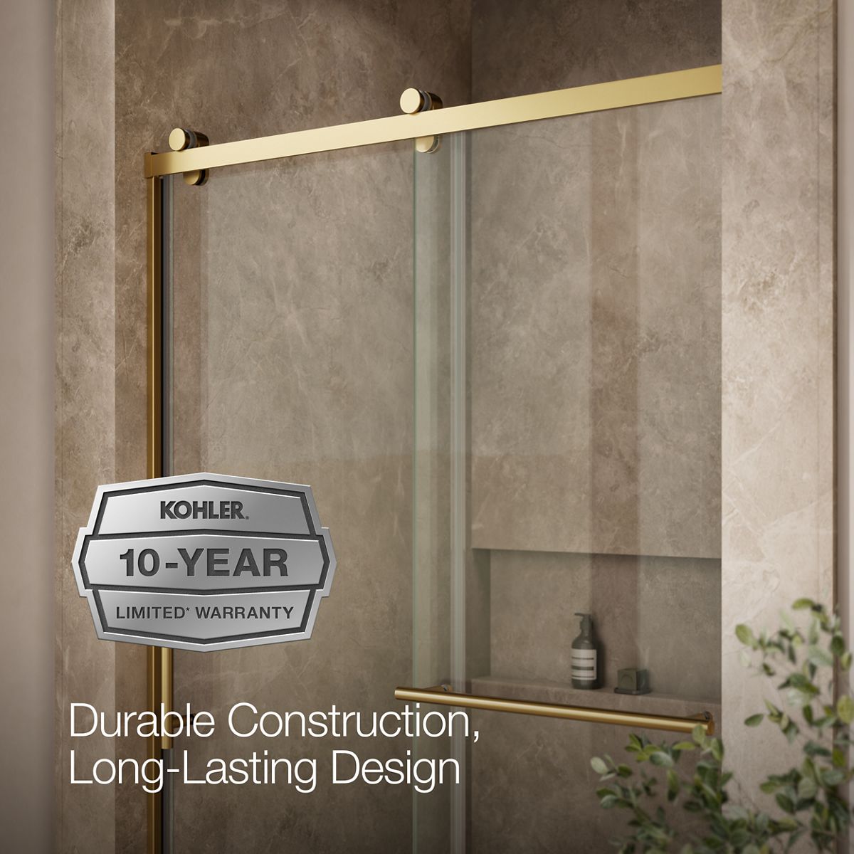 KOHLER K-709082-10L Rely 77" H sliding shower door with 3/8"-thick glass