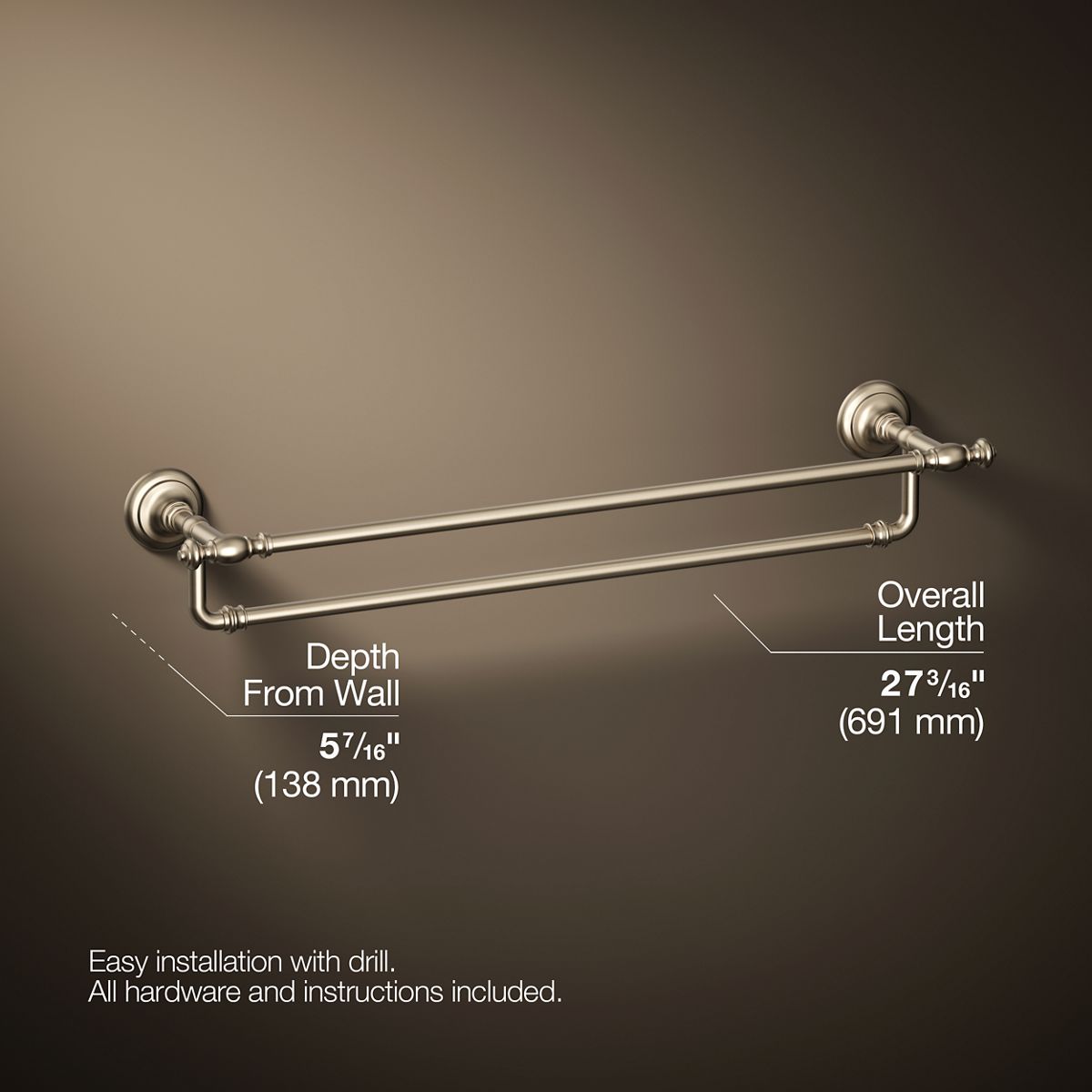 KOHLER K-72570 Artifacts 24" double towel bar