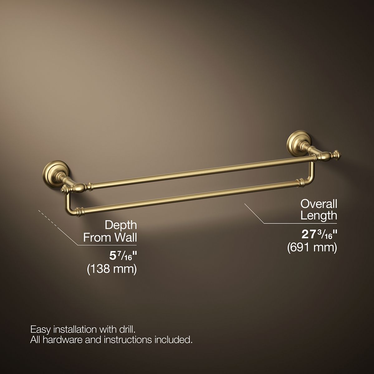 KOHLER K-72570 Artifacts 24" double towel bar