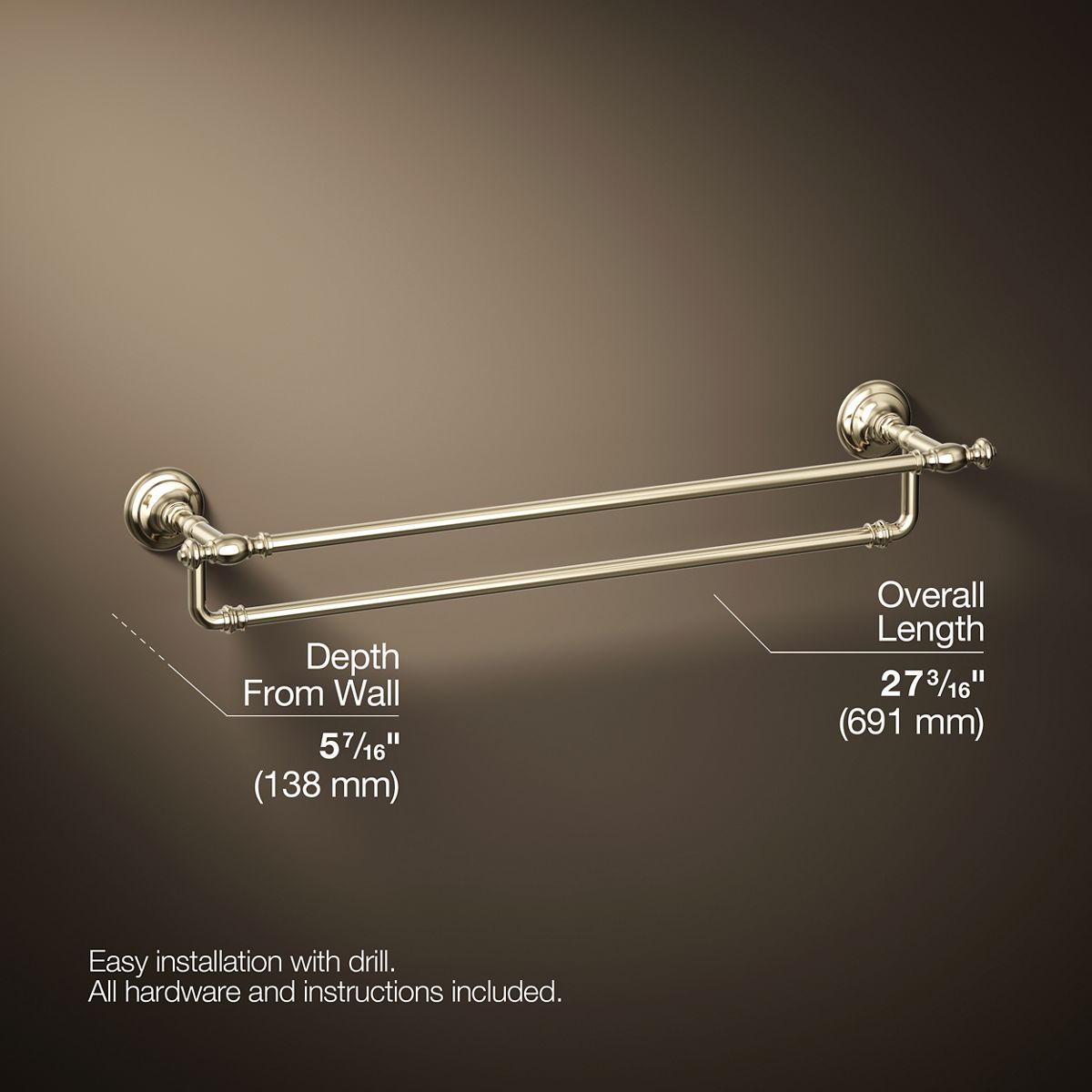 KOHLER K-72570 Artifacts 24" double towel bar