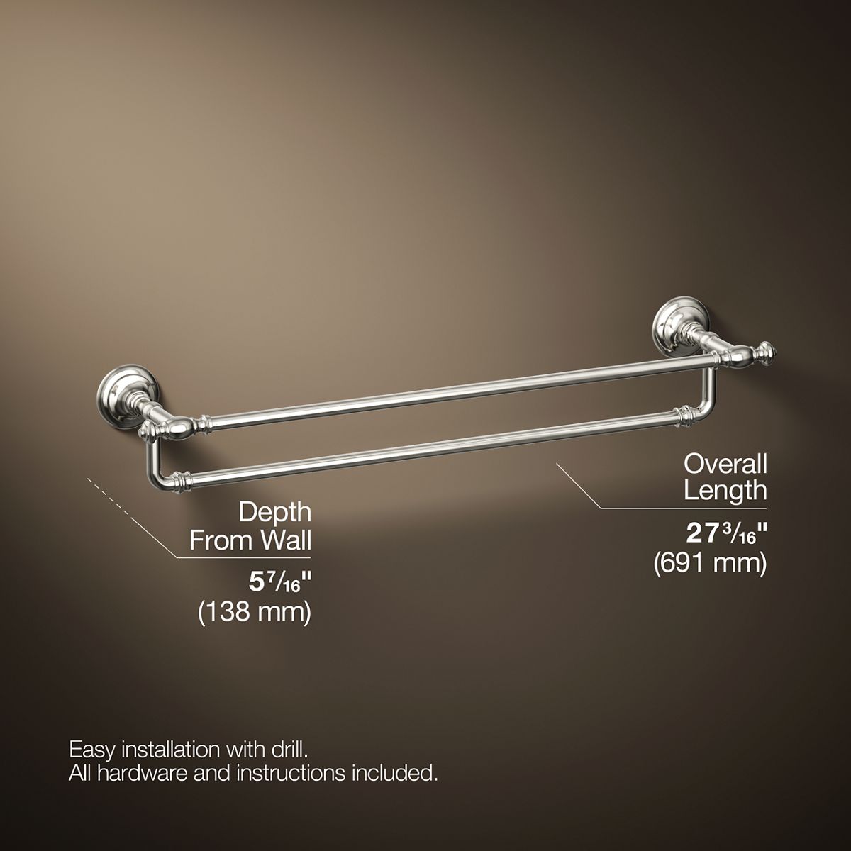 KOHLER K-72570 Artifacts 24" double towel bar