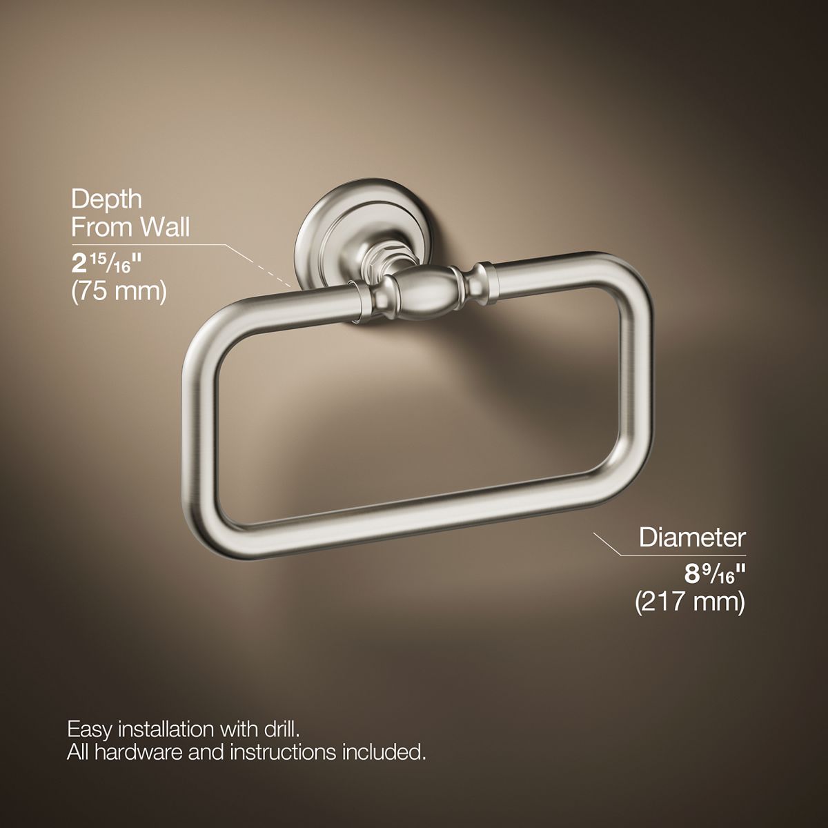 KOHLER K-72571 Artifacts Towel ring