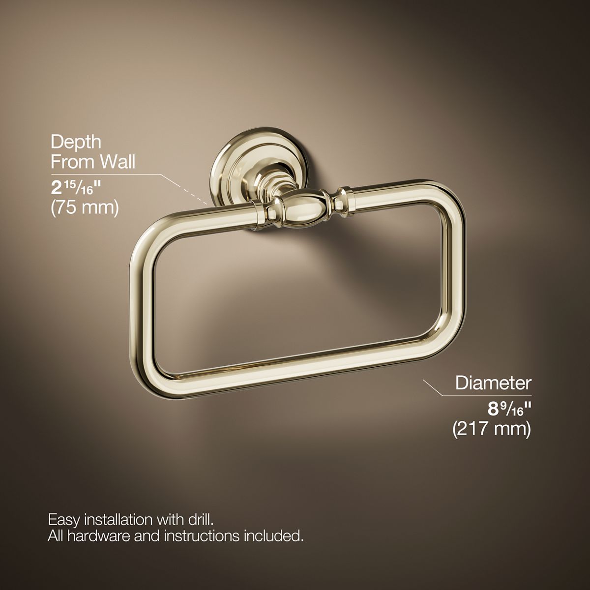 KOHLER K-72571 Artifacts Towel ring