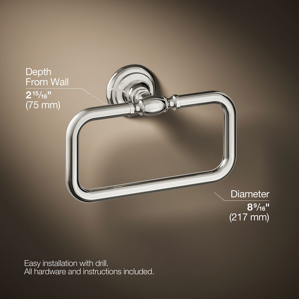 KOHLER K-72571 Artifacts Towel ring